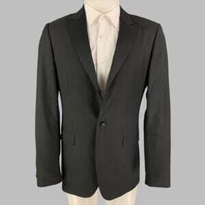 CALVIN KLEIN COLLECTION Size 38 Black Wool Peak Lapel Sport Coat